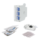 Boitier rail din équipé de 6 raccords LC QUAD bleu, de 2 cassettes, livré avec