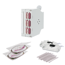 Boitier rail din équipé de 6 raccords LC QUAD erika violet, de 2 cassettes,