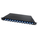 Tiroir équipé de 24 raccords QUINCONCE LC duplex monomode coulissant noir