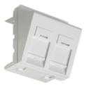 Plastron Keystone, 2 ports MC45Pro, 45x45, 45°, Blanc RAL 9003 -BOITE DE 20
