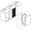 Coffret 19  13U 600x620x655h noir porte en verre, panneaux pleins amovible