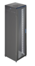 Baie 19  Progress 20U 600x600 noir avec porte AV vitrée, panneaux latéraux