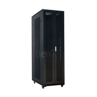 Baie 19'' 24U 800x800 portes saloon ajourées AV & AR noire montée, panneaux