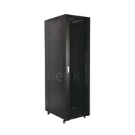 Baie 19'' 42U 800x800 porte vitrée avant et arrière noire montée
