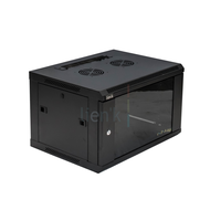 Coffret 19  porte vitrée 6U profondeur 450 noir en kit