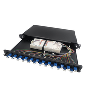 Tiroir 24LC duplex coulissant noir avec 48 pigtails couleur LC mono GRADE B et