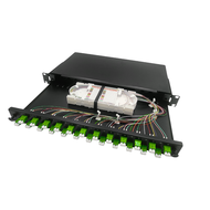 Tiroir LCA duplex équipé 48 pigtails OS2 + cassette - coulissant noir