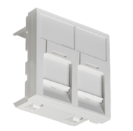 Plastron Keystone, 2 ports MC45Pro, 45x45mm version Fr, Plat, Blanc RAL 9003