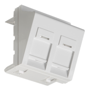 Plastron Keystone, 2 ports MC45Pro, 45x45, 45°, Blanc RAL 9003 -BOITE DE 20