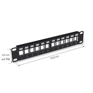 Panneau 10 pouces 12 ports 1U vide noir
